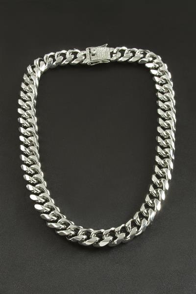 Chain Zirkon Taşlı Kalın Zincir Lüks Çelik Kolye