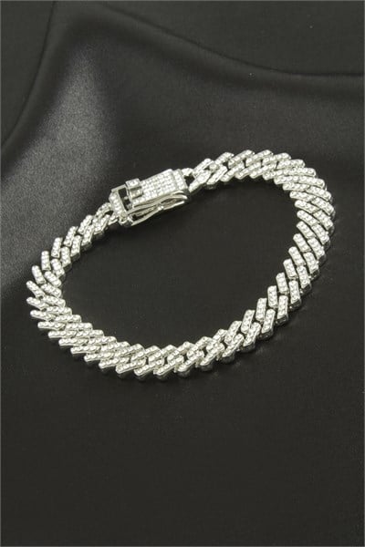 Chain Zirkon Taşlı Lüks Çelik Zincir Bileklik
