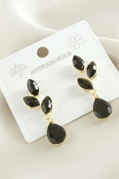 Çiçek Damla Taşlı Metal Küpe