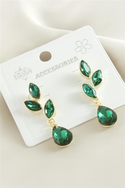 Çiçek Damla Taşlı Metal Küpe