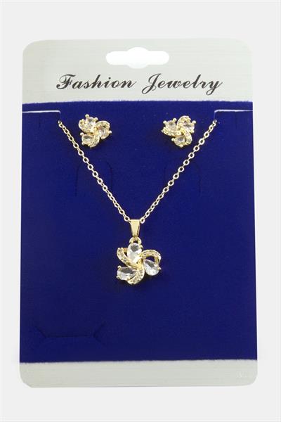 Çiçek Damla Zirkon Taşlı Set Kolye