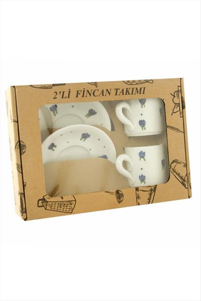 Çiçek Desenli Seramik İkili Fincan Takımı