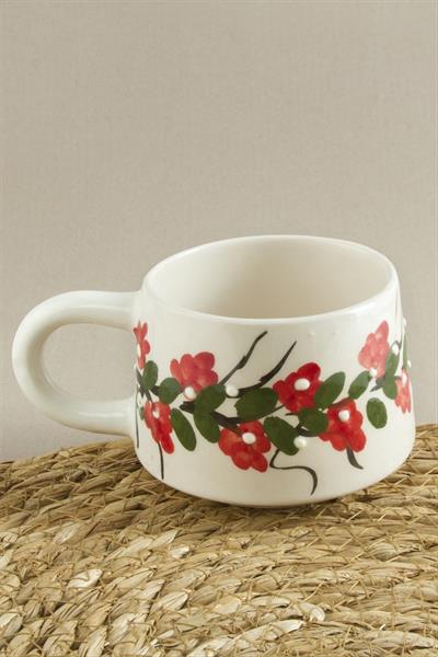 Çiçek Desenli Seramik Kupa