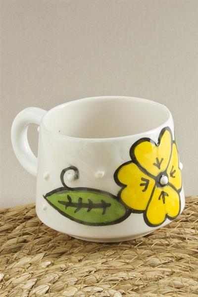 Çiçek Desenli Seramik Kupa