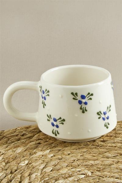 Çiçek Desenli Seramik Kupa