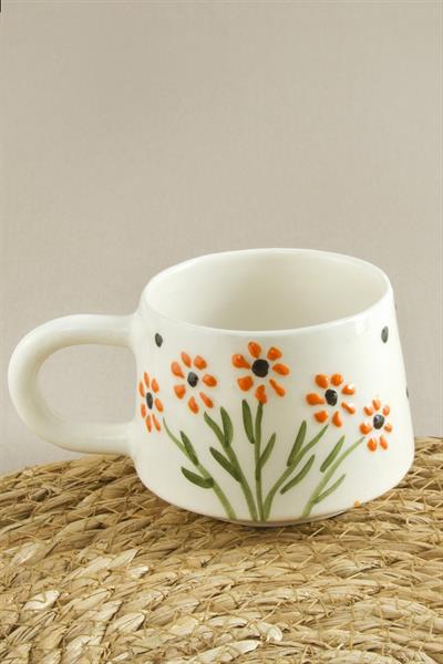 Çiçek Desenli Seramik Kupa