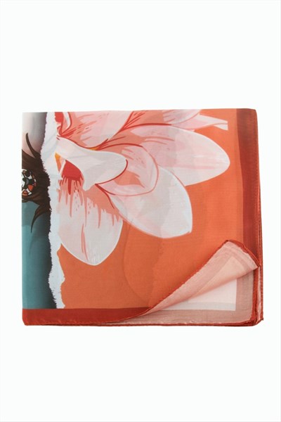 Çiçek Desenli Zr Şifon Fular 50*50 cm