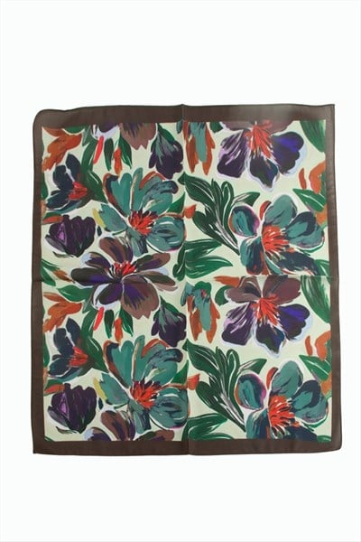 Çiçek Desenli Zr Şifon Fular 50*50 cm