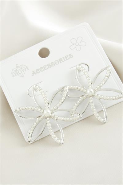 Çiçek İnci Metal Küpe