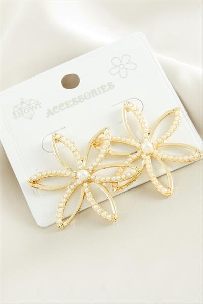 Çiçek İnci Metal Küpe