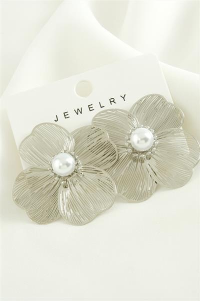 Çiçek İnci Trend Metal Küpe