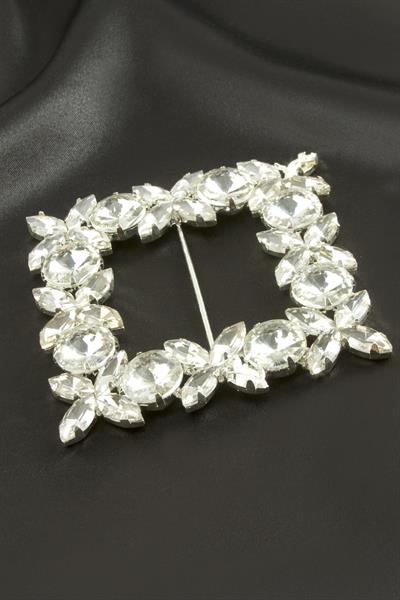 Çiçek Kare Taşlı Kemer Tokası