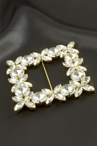 Çiçek Kare Taşlı Kemer Tokası