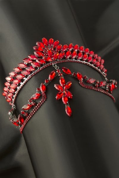 Çiçek Lüks Taşlı Gelin Tacı