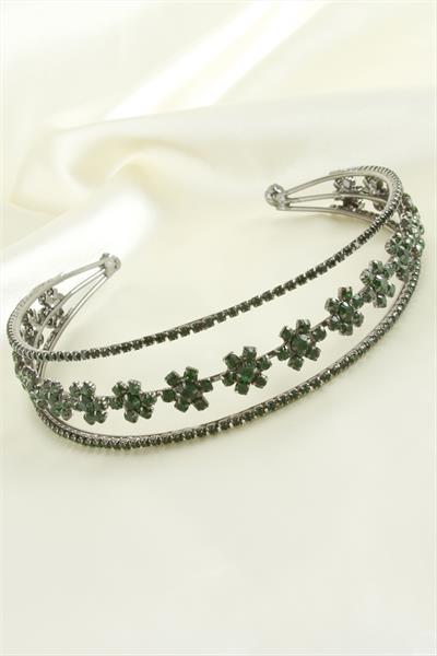 Çiçek Lüks Taşlı Gelin Tacı