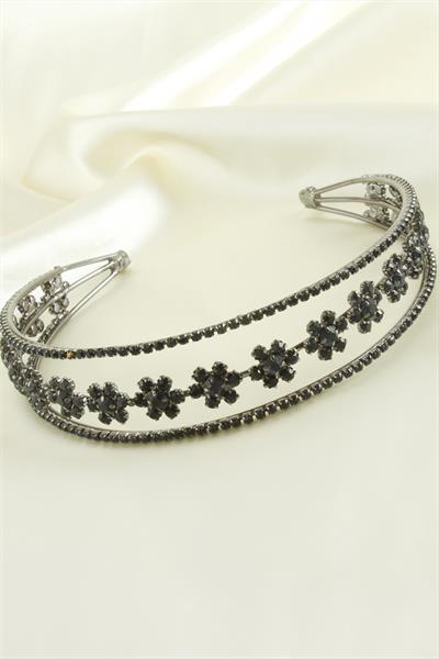 Çiçek Lüks Taşlı Gelin Tacı