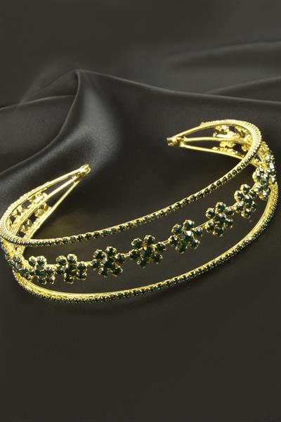Çiçek Lüks Taşlı Gelin Tacı