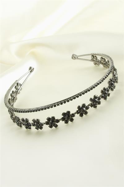 Çiçek Lüks Taşlı Gelin Tacı