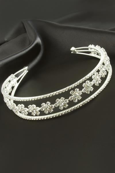 Çiçek Lüks Taşlı Gelin Tacı