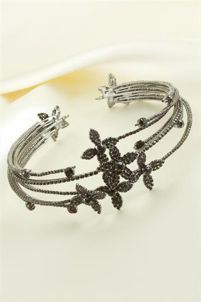 Çiçek Lüks Taşlı Gelin Tacı