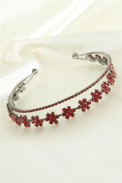 Çiçek Lüks Taşlı Gelin Tacı