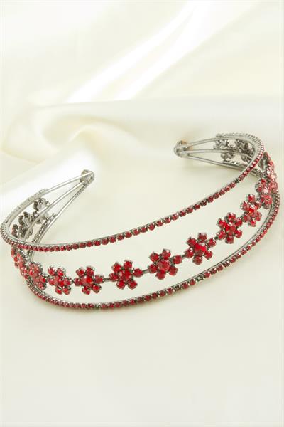 Çiçek Lüks Taşlı Gelin Tacı