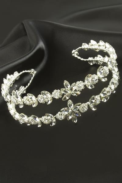 Çiçek Lüks Taşlı Gelin Tacı