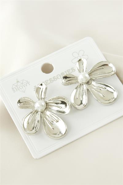 Çiçek Metal İnci Küpe