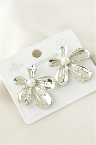 Çiçek Metal İnci Küpe