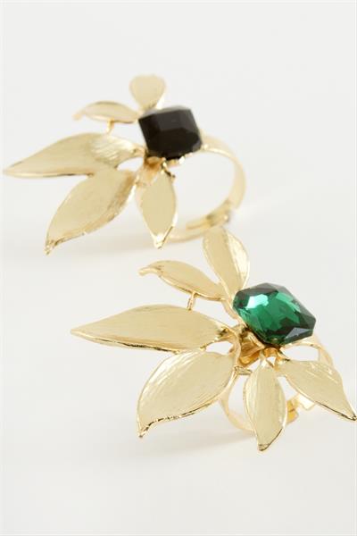 Çiçek Metal Taşlı Yüzük 1 Adet