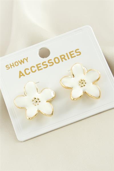 Çiçek Mineli Metal Küpe