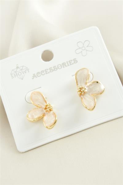 Çiçek Mineli Metal Küpe