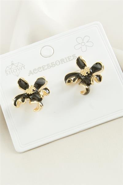 Çiçek Mineli Metal Küpe