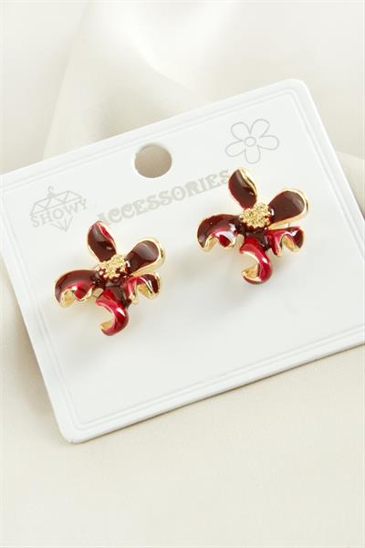 Çiçek Mineli Metal Küpe