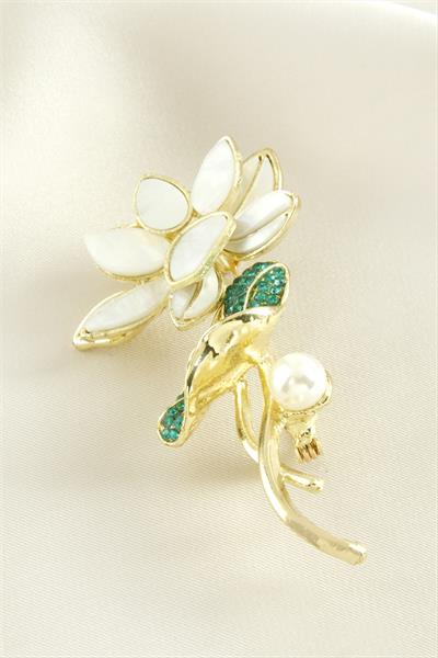 Çiçek Mineli Taşlı Broş