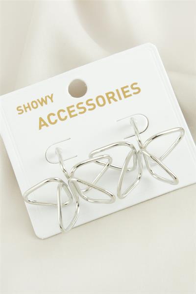 Çiçek Oval Metal Küpe