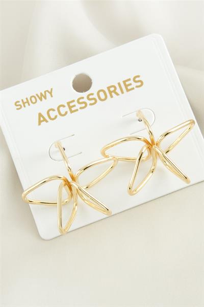 Çiçek Oval Metal Küpe