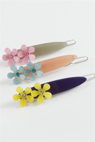 Çiçek Taşlı Klipsli Toka