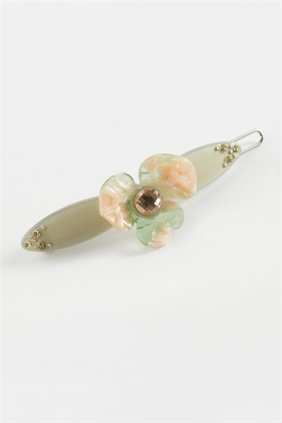 Çiçek Taşlı Klipsli Toka