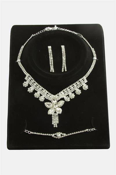 Çiçek Taşlı Lüks Set Kolye