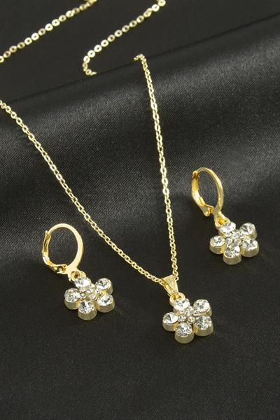 Çiçek Taşlı Set Kolye