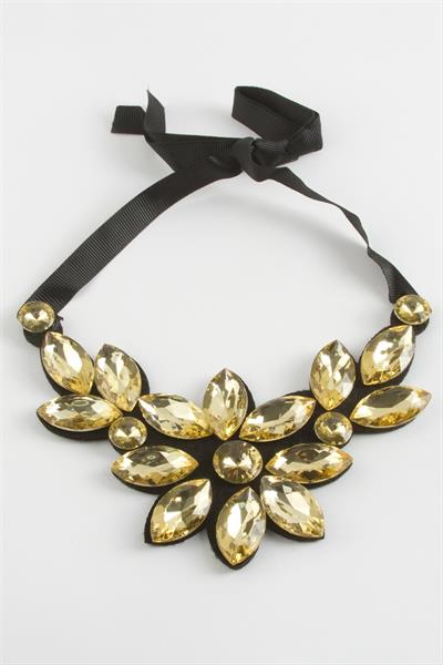 Çiçek Taşlı Yaka Kolye