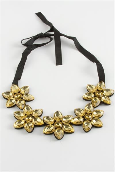 Çiçek Taşlı Yaka Kolye