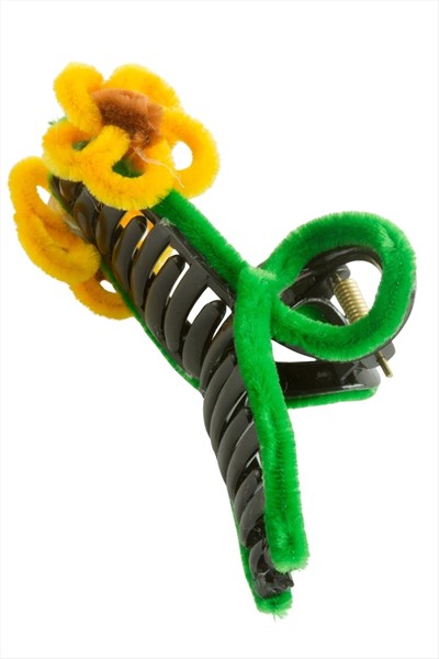 Çiçek Tüylü Mandal Toka 11 cm
