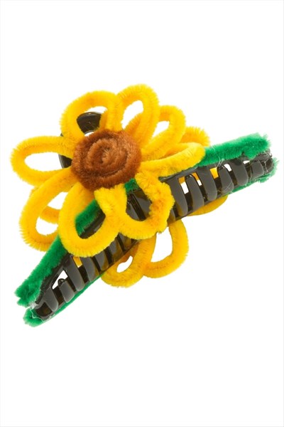 Çiçek Tüylü Mandal Toka 11 cm