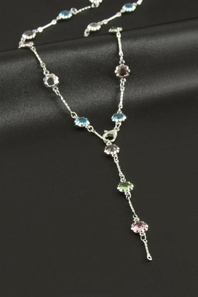 Çiçek Zirkon Taşlı Çelik Y Kolye