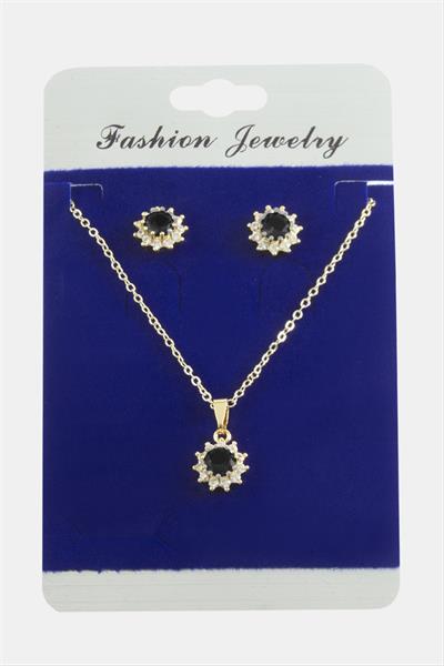 Çiçek Zirkon Taşlı Set Kolye