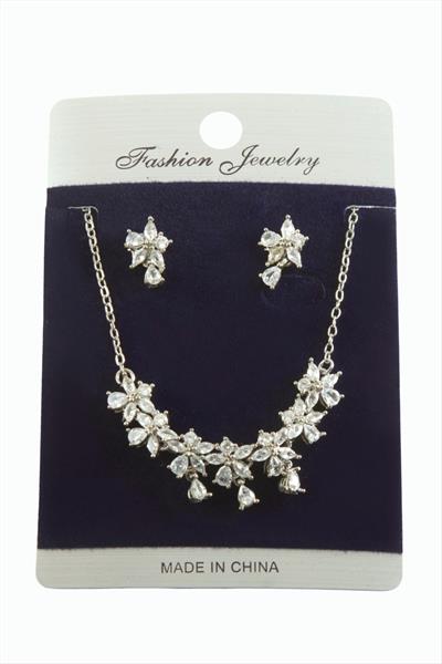 Çiçek Zirkon Taşlı Set Kolye