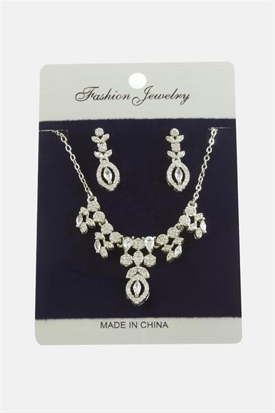 Çiçek Zirkon Taşlı Set Kolye