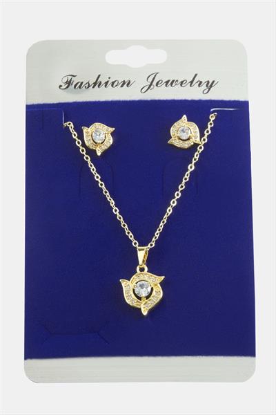 Çiçek Zirkon Taşlı Set Kolye